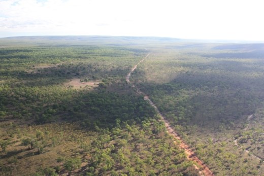 Looking back to the east, the property extends past the ranges on the horizon - the access road is in the foreground