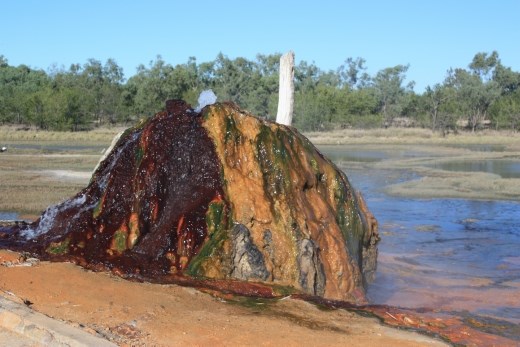 An early morning view of the bore - steam can be seen coming off the hot water