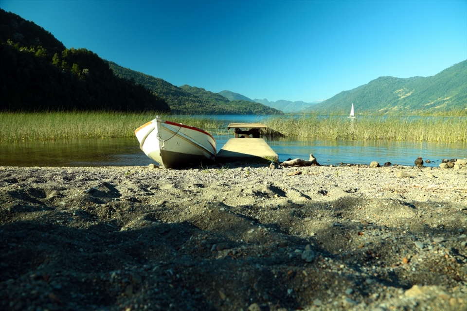 Neltume Lake. Small lake near the Andes mountains, south of Chile.