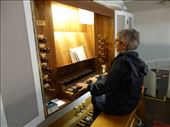 Joan playing the organ at Dornheim, where Bach was married to Maria Barbara