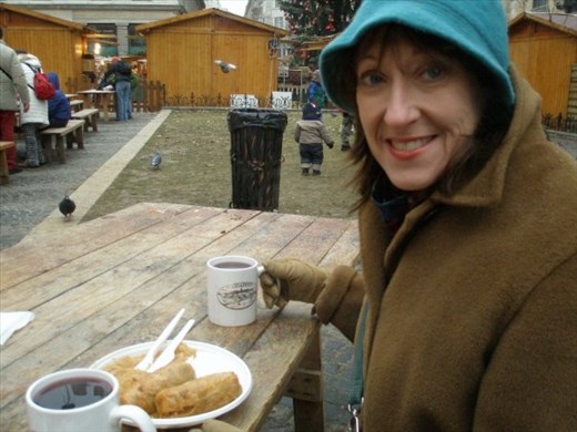 Mumsy eating halupki in Budapest
