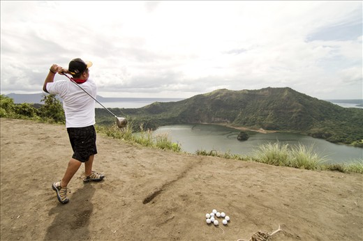 Taal Volcano is a major attraction for tourists from around the world. As thrill seekers come to hike the volcano and walk its rim, many are offered photo services, horse rides, tours, as well as golf tee offs into the volcano crater. Tourism plays a major roll in stimulating local economy on Taal Island.
