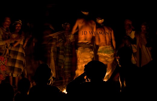 The older people in the village performs a sacred medicinal dance in order to chase away bad spirits that they believe are responsible for illnesses among the villagers. 