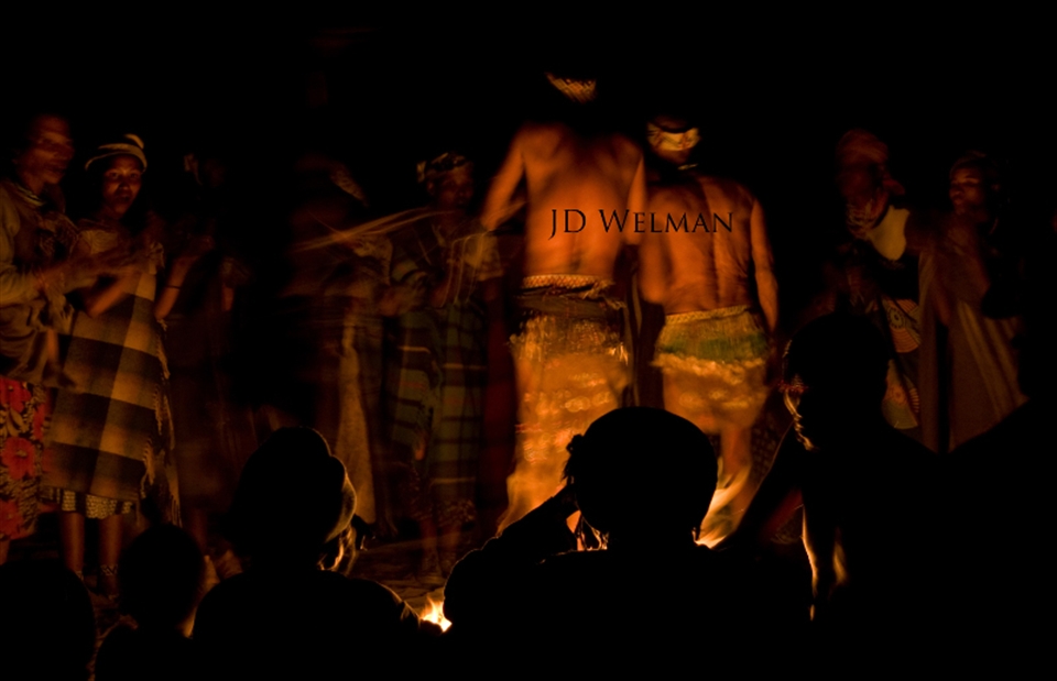 The older people in the village performs a sacred medicinal dance in order to chase away bad spirits that they believe are responsible for illnesses among the villagers. 