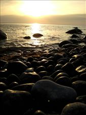 The big round stones might seem dull in the daylight, but as the sun goes down, water and light give them a compliment.: by johcr, Views[217]