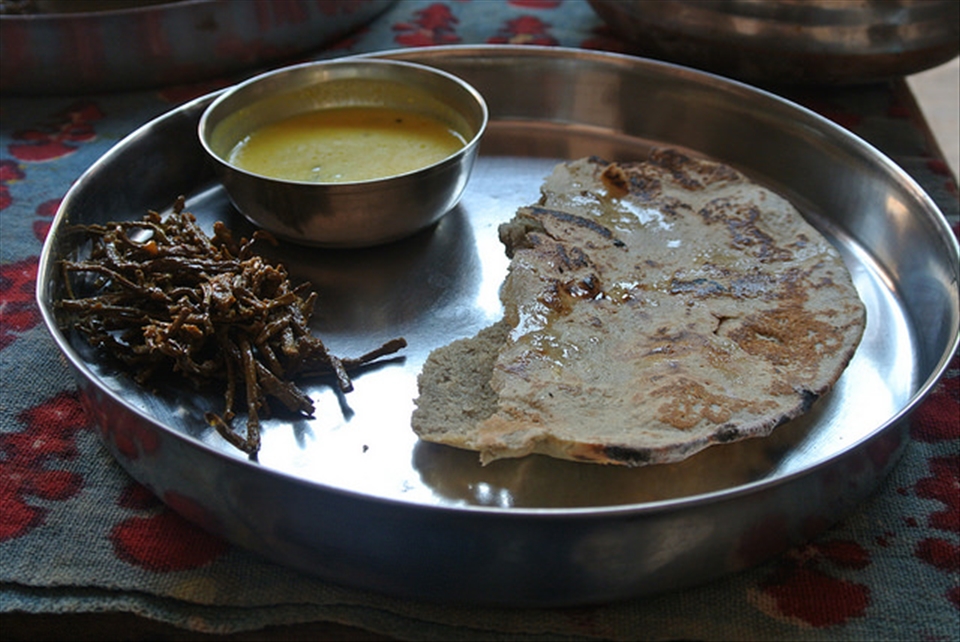 Traditional Rajasthan food in Bishnoi Village