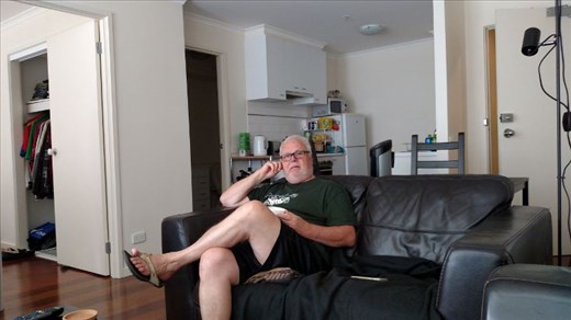 Joe Enjoying Rita's Coffee