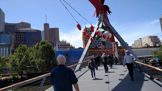 Pedestrian bridge over river