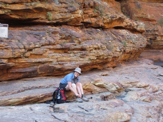 Susan making adjustments, Kings Canyon