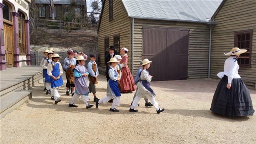 Sovereign Hill, school children enacting the past.