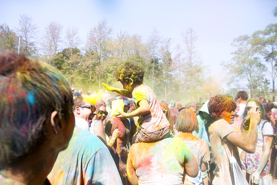 Innocence strikes. 
Spring flare ‘14 is Brisbane’s attempt to acknowledge and celebrate Holi; the ancient Hindu festival of colours. It succeeded. Never before witnessing such positivity and acceptance in a public sphere, I am driven to experience this festival a multitude of times at any given opportunity. Partaking in Holi within Varanasi would mean perfection. 
