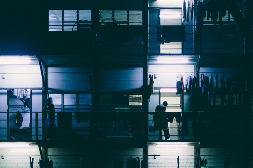 Workers are accommodated 12 to a room and 6 to a bathroom in dormitories hidden away on the outskirts of town. The labour camps have barbed wire fences, high security, automatic gates, and no visitors are permitted.