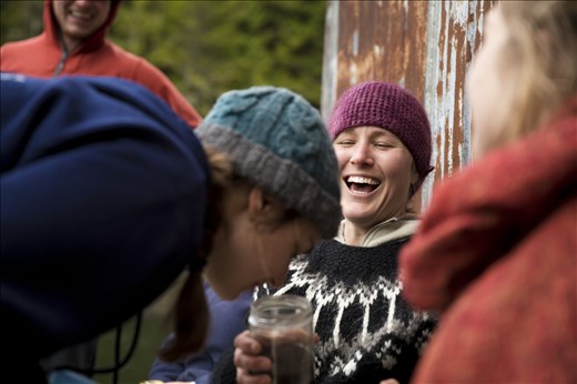 After a long day of specimen collecting, researches take time unwind and to sample the local fish food.