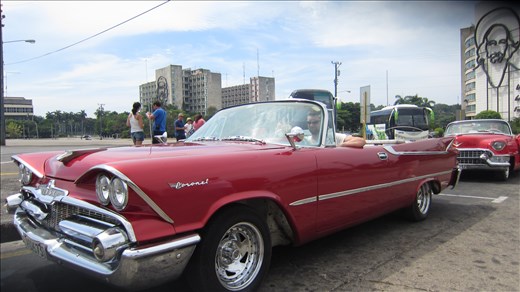Cruising in the 1959 dodge, not that our driver would really let us drive it