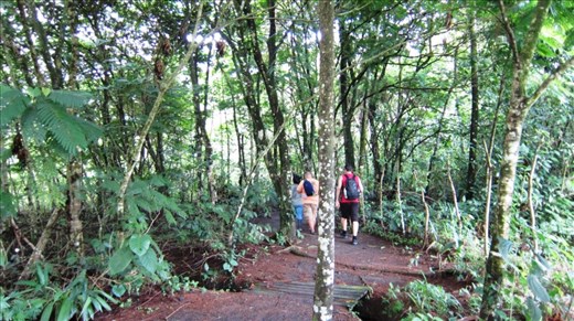 Hiking Arenal Volcano, American amigo from our hostel and Jorje.