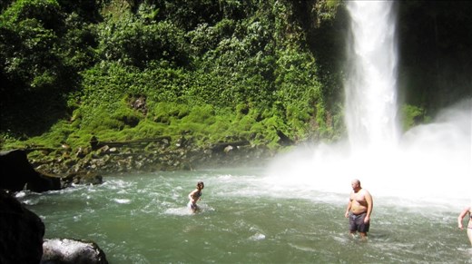 Juanita battling the current, and American amigo.