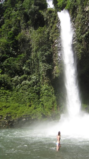 Juanita admiring a very impressive waterfall. 