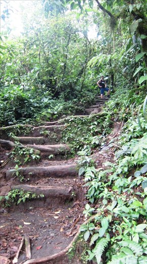 Jorje hiking Chato Volcano. No path here, just make your way up the volcano inbetween the rain and mud trails.