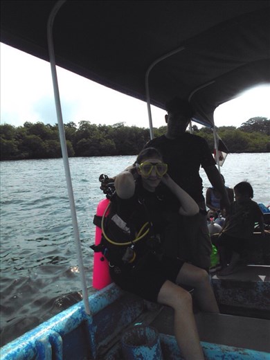 Juanita about to go overboard for the first time.