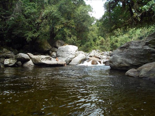 Fresh water swimming hole at the night's camp. Absolutely freezing cold water but so therapeutic on the tired legs.