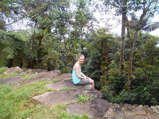 Well deserved rest overlooking levels of terraces.
