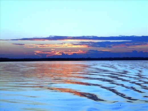 Just before sunset, everything goes a pearl colour pink and grey.