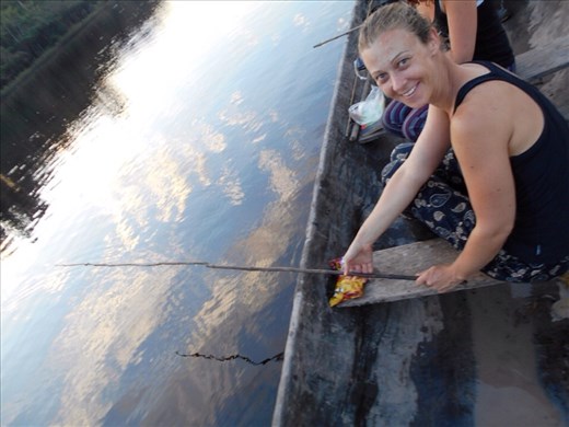 Juanita fishing. No luck when it came to food for dinner but the landscape was worth the time.
