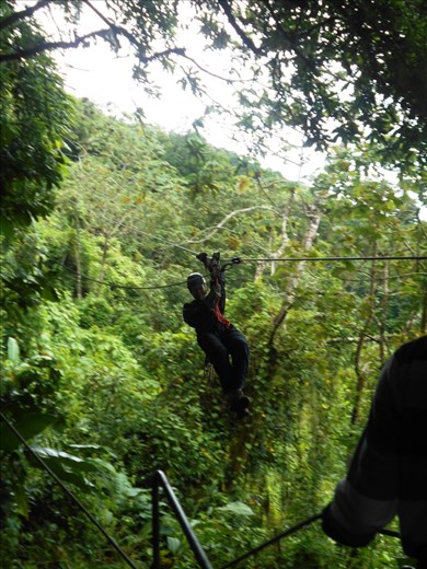 Juanita on a zip-line.