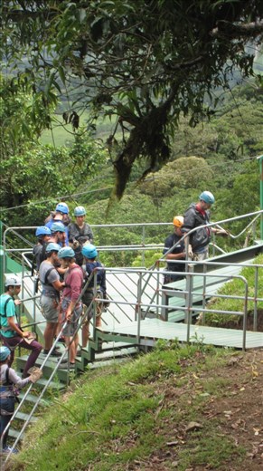 Jorje getting a new harness fitted for the superman zip-line. The biggest in Latin America, 1030 metres of flying.