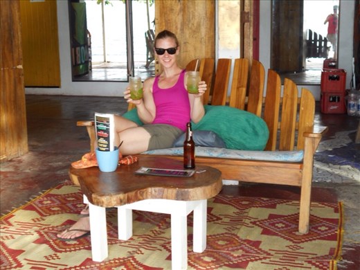 Happy hour on the beach, two cocktails for $6 'cheep cheep'.