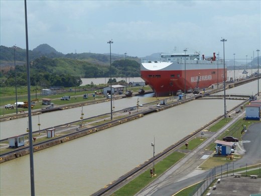 First ship we saw pass through the locks. Automobile carrier.