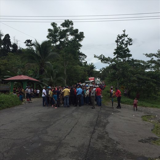 The protestors during the bus ride to Panama City. They stood in the middle of the road and we sat on a stationery bus for 6.5 hours. Demanding a bridge be built.