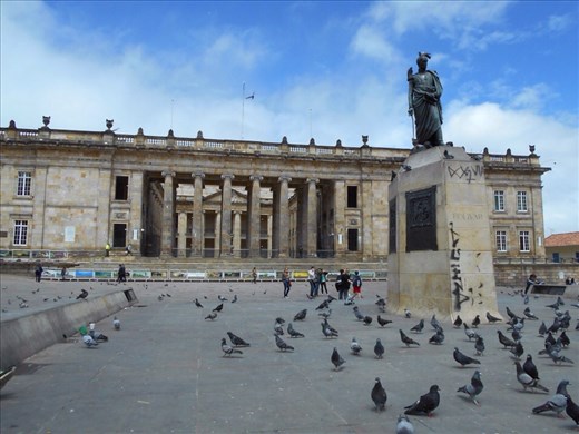 Sightseeing in Plaza de Bolivar (Bolivar Square), the Capitol Building.