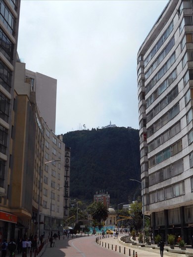 Beautiful city centre surrounded by mountains. Can just see the church on top of Cerro Monserrate in the distance.