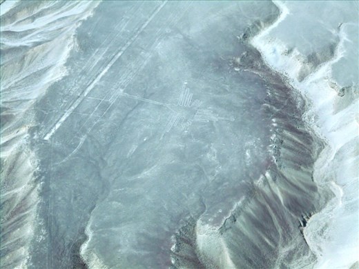 'The Hummingbird' is one of the most clear to see, on top of a mountain carved into solid rock. Its 93 meters across.