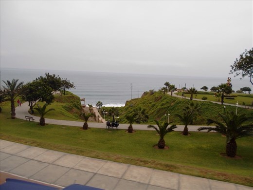 Lima coastline, on the cliff edge overlooking the Pacific Ocean.