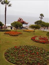 Love Park, entirely dedicated to all lovers, stunning view over the bay of Lima. With the statue of 