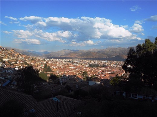 View of Cusco city from the Christo Blanco statue.
