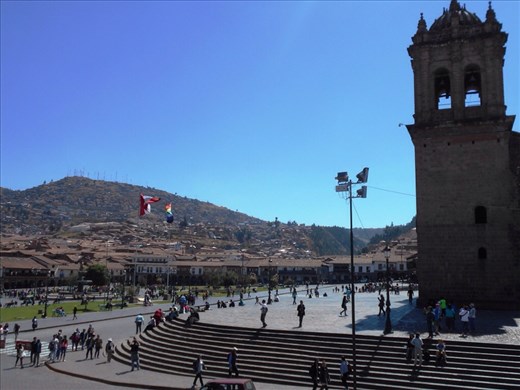 Beautiful weather in Cusco. The main plaza.