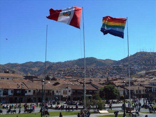 Peruvian and Cusco flags.