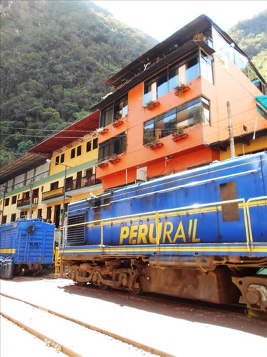 Funky houses in the main street of Machu Picchu 