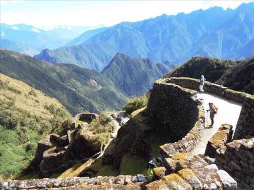 Phuyupatamarca ruins. Day 3. Its believed to be shaped as a penis symbolising fertility. Juanita stands at the base of the penis