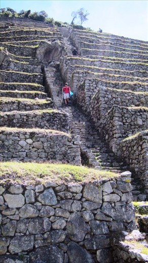 Jorje coming down the steps at Winay Wayna