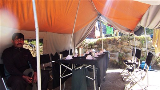 Assistant guide Mario chilling in the dining tent