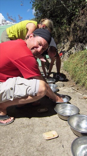 Jorje washing up for Soup and Tea time !