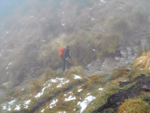 Juanita arriving at Warmiwanusca in the freezing cold