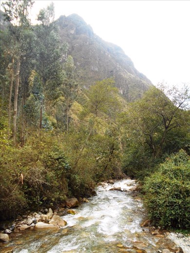 Crossing the bridge at the start of the trek