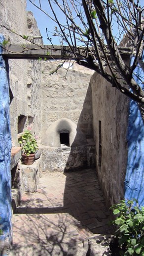 Typical kitchen in the monastery. Pizza oven style !