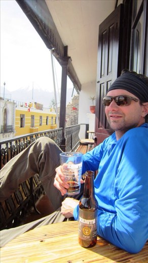 Enjoying a craft beer. 