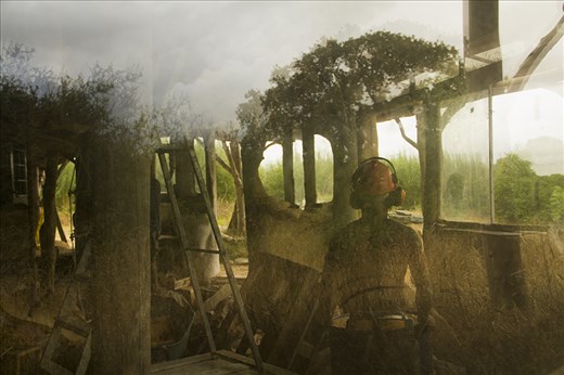 Ayres Gimpson is thinking about his next step while building his house.